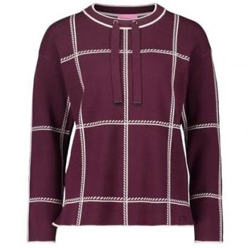Betty Barclay Strickpullover kariert – Größe 40 – Obermaterial 50% Viskose, 27% Polyester, 23% Polyamid – Damen – Patchfarben Dunkelrot/Beige