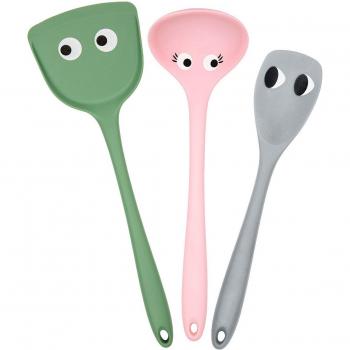 Set 3 espatulas ojos Fisura verde rosa gris