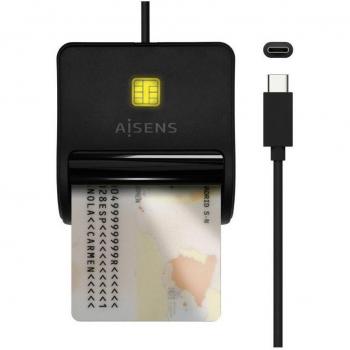 Aisens ASCR-SN03C-BK Lector de Tarjetas Inteligente DNIe USB Tipo-C Negro