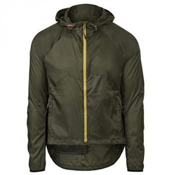 Giacca Antivento Unisex Verde Militare con Cappuccio e 3 Tasche in Poliestere