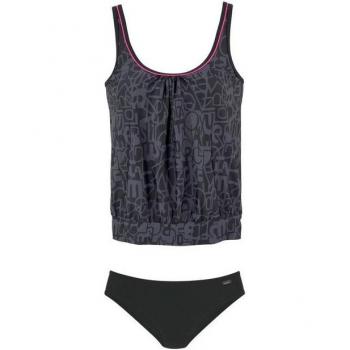Oversize Tankini Set VENICE BEACH Gr. 38, Schwarz-Grau