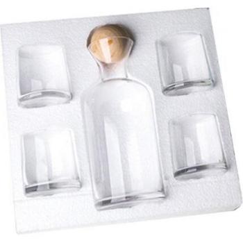 Karaffen-Set mit Holzdeckel und 4 Gläsern