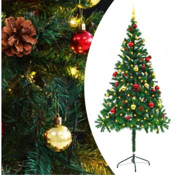 VidaXL Künstlicher Weihnachtsbaum mit Beleuchtung & Kugeln grün 180 cm