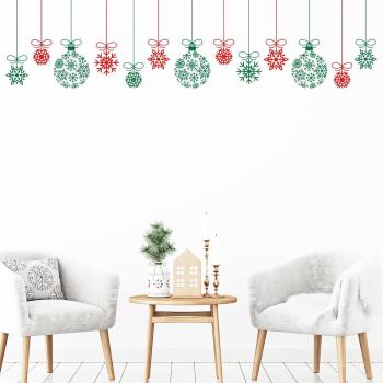 Adhesivo de pared navideño corona con bolas 90x90cm