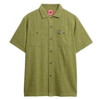 Superdry The Merchant Short Sleeve Structured Shirt – Dark Sage Green