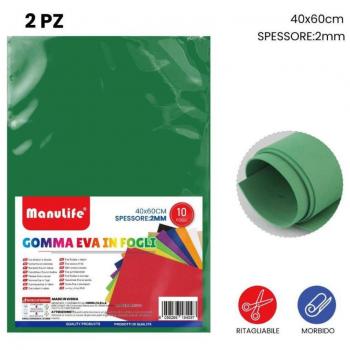 Goma Eva Color Verde 40x60cm 2mm - Paquete de 2