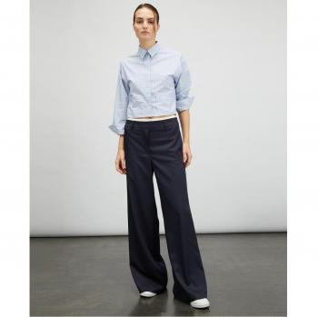 Motivi - Pantalón palazzo de mujer con cinturilla doble y trabillas