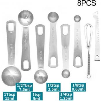 Ensemble de mesures 8/11 pièces - cuillères & tasses en acier inoxydable