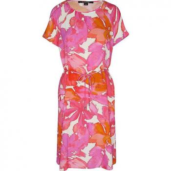 COMMA Knielanges Minikleid mit Bindegürtel in Pink, Größe 40