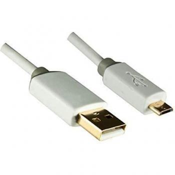 DINIC HQ Micro USB 2.0 Kabel USB A auf Micro B, Monaco Range (1,00m, weiß)