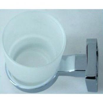Porta Spazzolino e Dentifricio in Vetro Satinato da Parete per Bagno 52201a