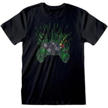T-shirt X-Box Unisexe Adulte avec Icônes Illustrées du Contrôleur - Taille L Noir