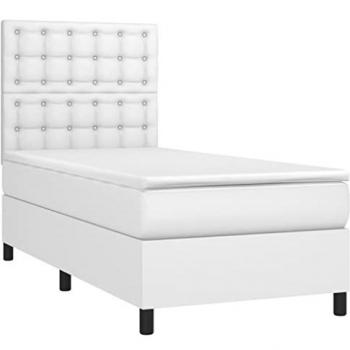 Cama box spring con colchón y LED blanco 100x200 cm