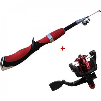 Combo de caña de pesca portátil para hielo con carrete rotativo