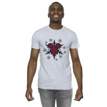 Mickey Mouse Gingham Snowflakes Shirt – Men's – Grey – 3XL (Disney)