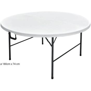 Mesa Polietileno HDPE COFAN 180x74 Redonda Blanca