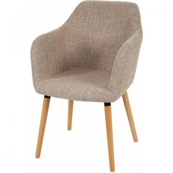 Stuhl Küchenstuhl HHG Vaasa T381 – Helle Beine, Textilbezug Creme/Grau