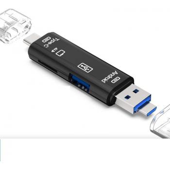 Alles-in-één Geheugenkaartlezer voor Android OTG, Micro USB, Type C en USB-C - TF Kaartlezer Adapter