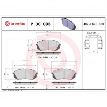 BREMBO Kit pastiglie freno KIA