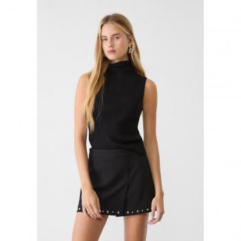 Stradivarius Black Smart Skort with Studs Size 6