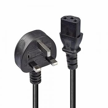 Lindy 0.2m UK 3 Pin Plug to IEC C13 Mains Cable, Black