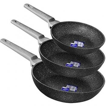 Set de 3 sartenes Cecotec Polka Exclusive 20-24-28 Bucket Set Wood&Rock negro/gris Ø20/Ø24/Ø28 cm