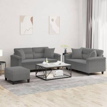 Ensemble de canapés 3 places avec coussins gris foncé