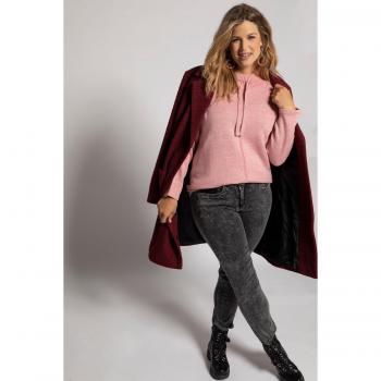 Plus Size Soft Knit Turtleneck Sweater with Drawstring, Women's Red, Size 16/18, Synthetic/Wool Blend