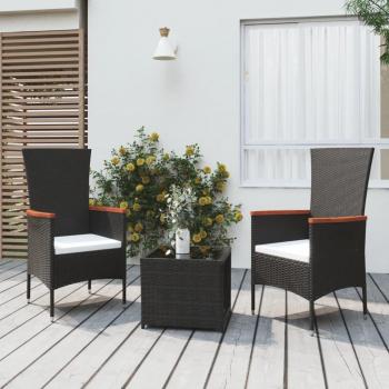 Set Mobili da Giardino 3 pz Nero Polyrattan e Acciaio cod mxl 124330