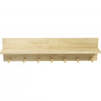 HOMCOM Mensola Da Parete In Legno Di Abete Con 7 Ganci Per Ingresso E Soggiorno, 80x12x20 Cm