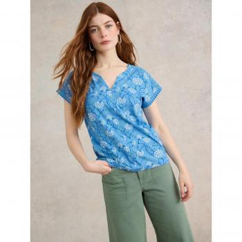 Blue Nelly Cotton Crewneck Shirt