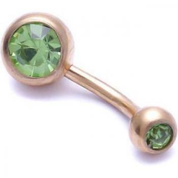 Gold Color Belly Button Ring with Crystal Body Piercing