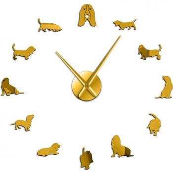 Basset Hound Acrylic Mirror Wall Clock