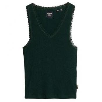 Camiseta sin mangas de mujer Superdry Athletic Essentials con ribete de encaje blanca (XXS/XS)