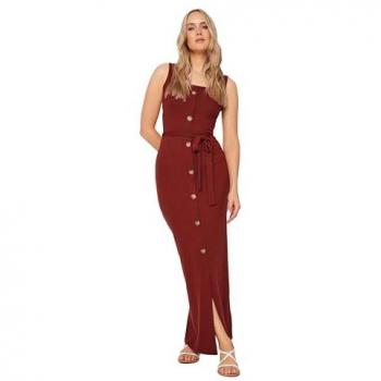 Robe Tall Sally sans manches en coton, couleur rouge