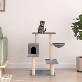 Cat Tree with Sisal Scratching Posts Light Grey 82.5 cm Vidaxl
