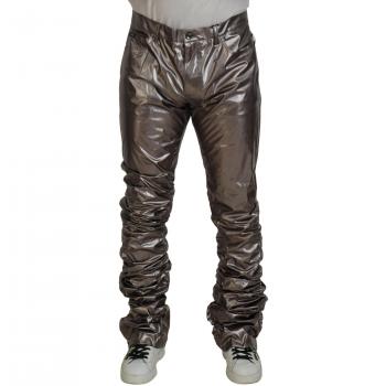 Silver Metallic Nylon Stretch Pants