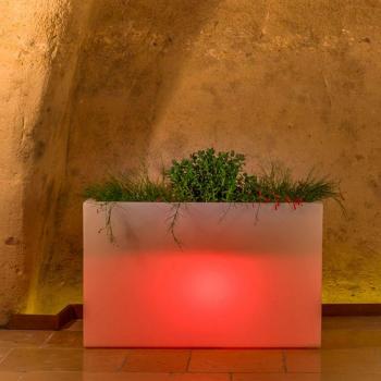 Jardinière Rectangulaire LED Rouge - TEKNOPLAST - 90x30 CM - 80 Lumières