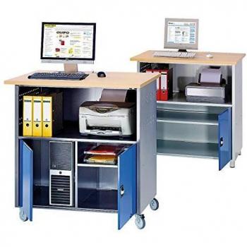Tavolo PC Antracite con Ripiano Lungo