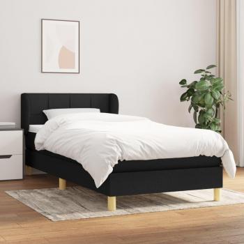 Cama box spring con colchón tela negro 90x200 cm Vidaxl Negro