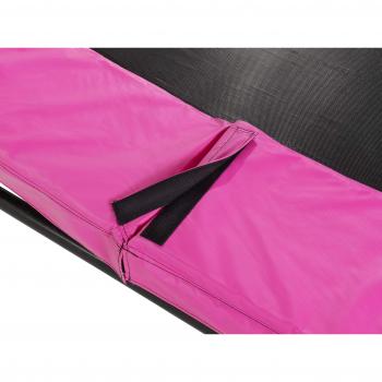 Trampoline rond enterré 427 cm noir avec filet de sécurité rose