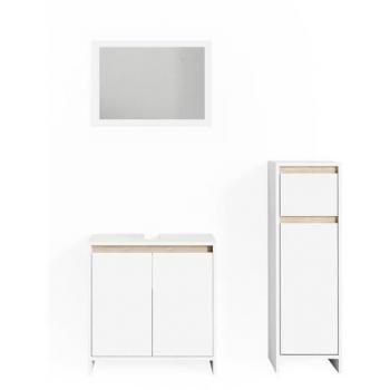 Set Mobili Bagno Emma, Bianco/Sonoma, 3 Pezzi