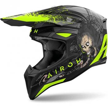 Airoh Wraaap Darkness Casco de motocross - Negro Amarillo (M)