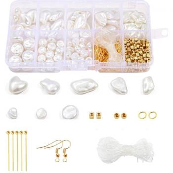 Perles perforées verticales blanches en ABS pour boucles d'oreilles