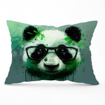 Panda With Glasses Cushion - Green Splashart