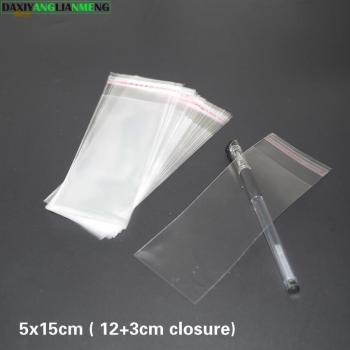 Bolsas de OPP transparentes con cierre autoadhesivo 5x12 + 3cm, 500 piezas
