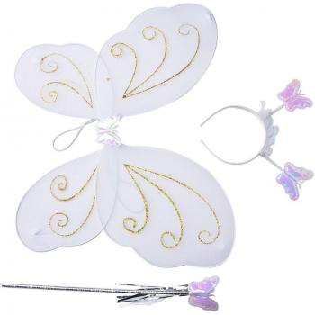 Colorful Fairy Princess Costume for Girls with Wand and Headband, 3Pcs