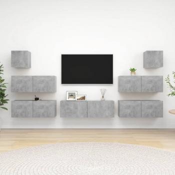 Set de muebles de sala Dia e Noite 7 peças de concreto cinza madeira projetada