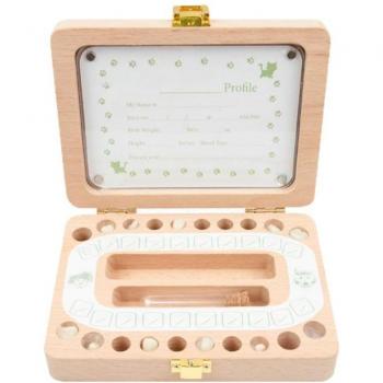 Holz Erinnerungsbox für Milchzähne und fötales Haar - Baby Souvenir Organizer
