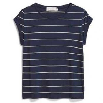 T-shirt da donna ARMEDANGELS Jilaana a righe fini in TENCEL blu scuro, taglia S
